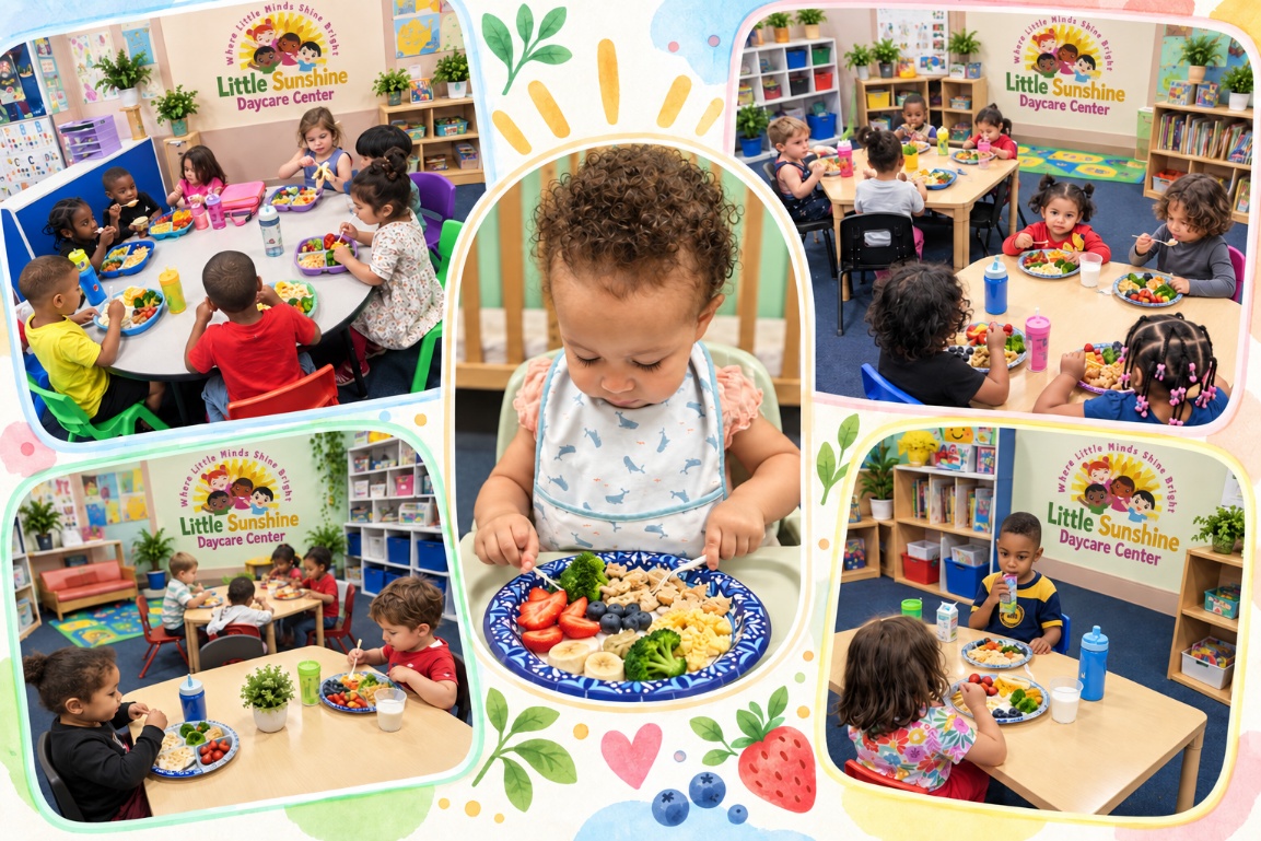 Children enjoying healthy meals at Little Sunshine
